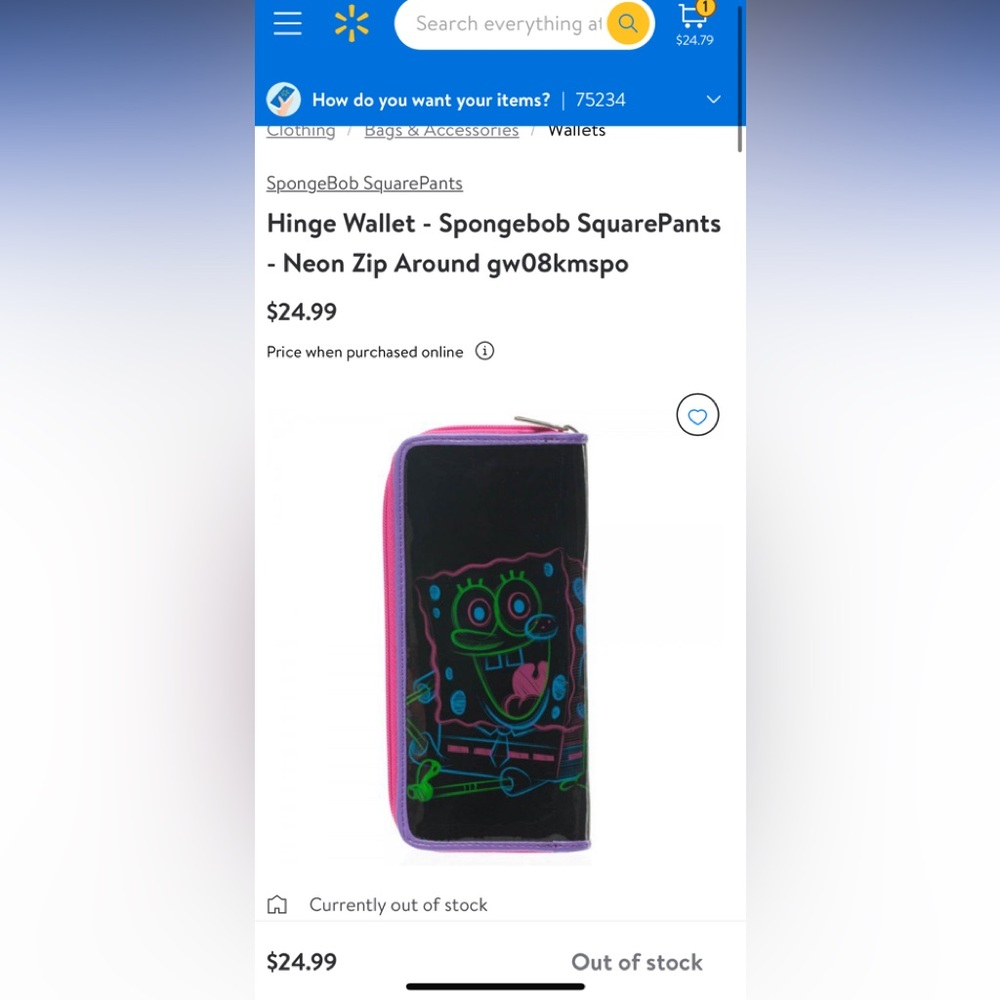 Nickelodeon SpongeBob NEON wallet new with tag